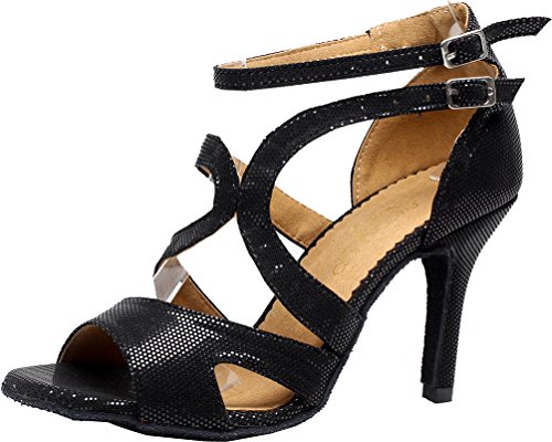 Chaussures de danse latine pour femme en noir taille 38.5 avec talon personnalisable