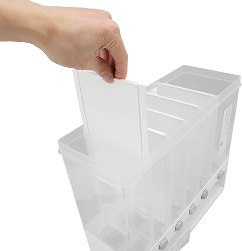 Miniatura 3 de Dispensador de arroz de 6 rejillas montado en la pared, recipiente de almacenamiento de alimentos secos sellado prensado de 10 L, dispensador