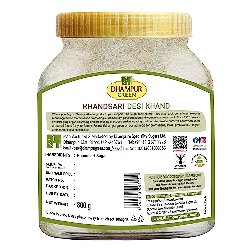 Image of Dhampure Speciality Organic Desi Khand 1.6 Kg (800G X 2) | Khandsari Unrefined Cane Sugar | Organic Raw Cane Khand Sugar | Sulphur Free Natural Traditional Sweetener | Healthy Alternative to Refined Sugar (Pack of 2)