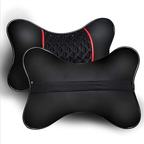 Miniatura 5 de 2PCS PU Leather Car Headrest Cushions Neck Rest Cushion Pillow Wearable Soft Car Neck Support Car Seat Neck Pillow