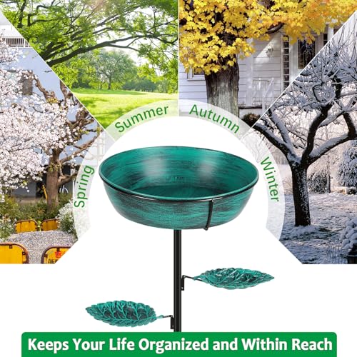 Olpchee Metal Bird Bath for Outdoor - Garden Bird Bath with Removable Bowl Heavy-Duty Base, Winter Birdbath Feeder Rust-Proof Birdbaths for Garden Yard Lawn Decor, Easy to Install(Green) - Thumbnail 7