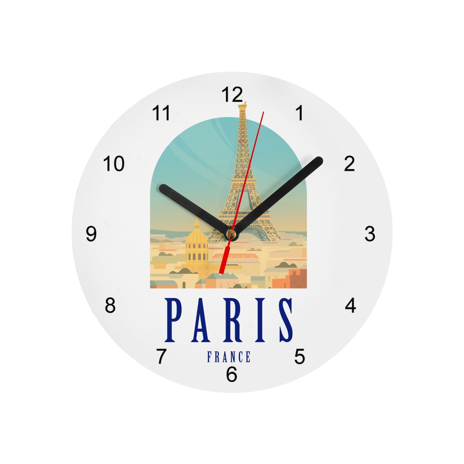 Horloge murale en verre Paris Tour Eiffel blanche 20 cm
