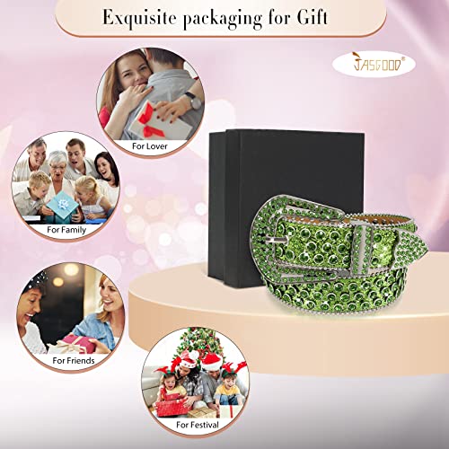 JASGOOD Women Men Rhinestones Belt,Bling Western Cowgirl Cowboy Studded Leather Belt Diamond Waist Belt for Jeans Pants3