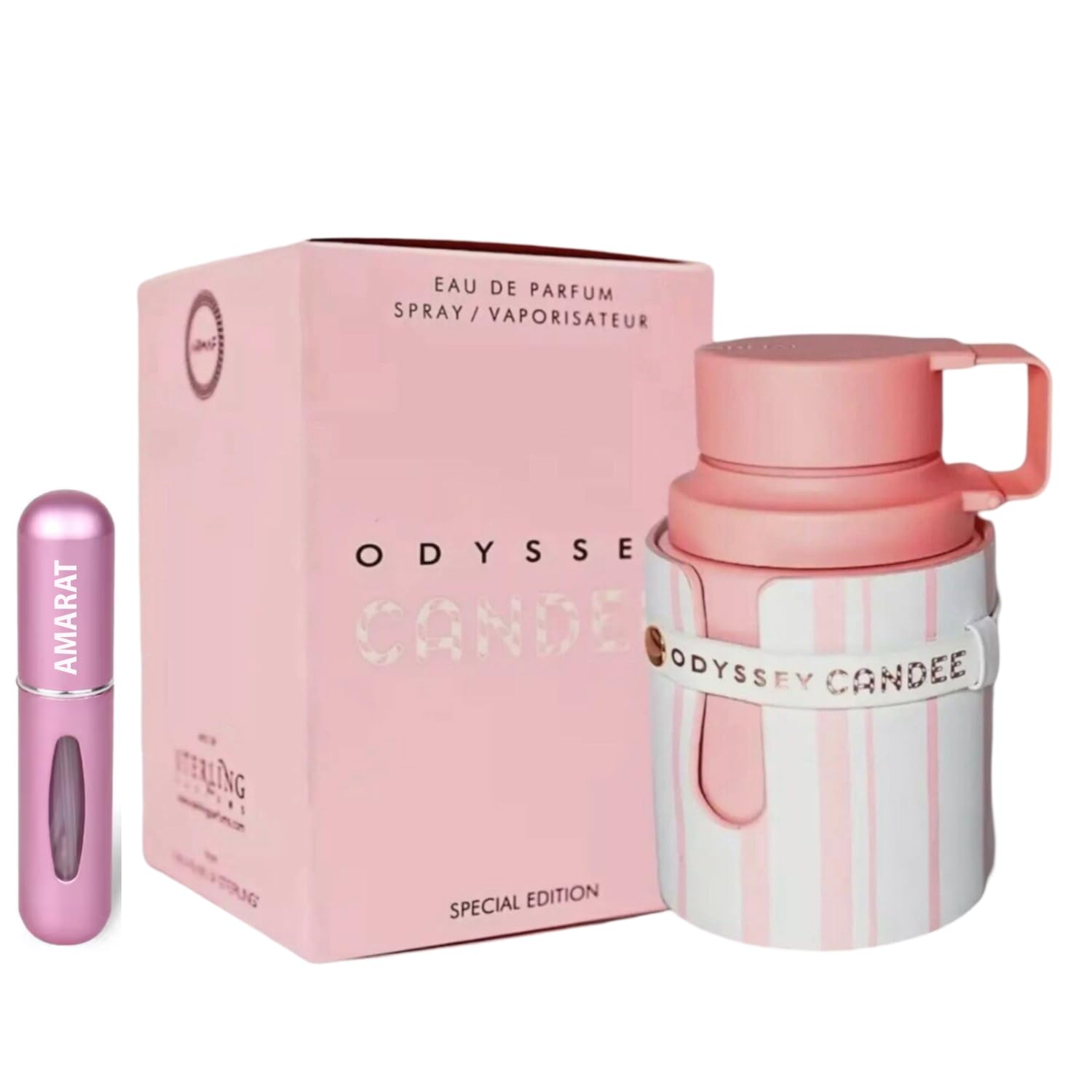 Perfume Odyssey Candee Original 100ML, Perfume Árabe para Mujer de Larga Duración, Eau Da Parfum, Incluye Atomizador 5ML, Fragancia Dulce y Floral con Notas de Vainilla, Almendra y Jazmín (Candee)