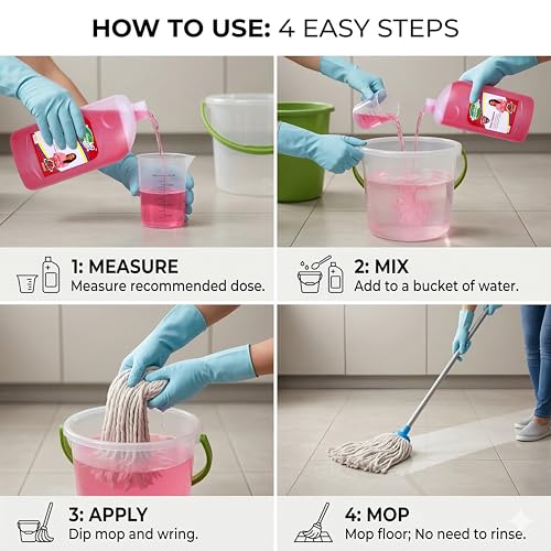 Image of BrightX Floral Floor Cleaner 1 Litre | Multipurpose Floor Cleaning Liquid | Long Lasting Floral Fragrance | Removes Dirt & Germs | Safe for Tiles, Marble & Granite Floors
