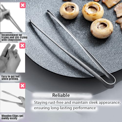 2 Pcs Korean BBQ Tongs Kitchen,Stainless Steel Meat Grill Tong For Cooking Portable Kitchenware Grill Tongs for Home Outdoor Steak Salad Food - image 2