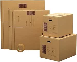 ボックスバンク ダンボール 段ボール 引っ越し セット 1人用 ●ダンボール箱（大4・中6）10枚、クラフトテープ ZH06-0010-a3