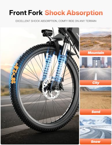 Image of Electric Bike for Adults, 1500W Peak E bike with 48V 12Ah Internal Removable Battery, 26 inch Electric Bicycle Up to 25MPH, 65 Miles Long Range, 5 Modes & 7 Speeds, Lightweight Cruiser E-bike for Commute