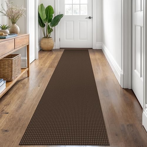 KOZYFLY Runners for Hallways 2x8 ft Washable Kitchen Runner Non Slip Rubber Backed Hall Runners Cotton Entryway Runner Rugs Floor Carpet for Indoor Backdoor Bedroom Kitchen, Reddish Brown/Coffee by KOZYFLY - Used condition - US$24.66