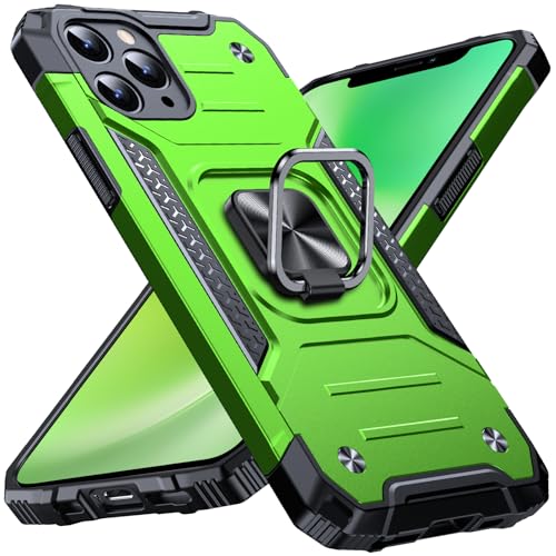 Image of Anqrp Heavy Duty Case for iPhone 11 Pro Case with Enhanced Ring Holder Grip Stand, Military Grade Shockproof Rugged Drop Protective Silicone Hard Slim iPhone 11 Pro Phone Case Cover,Spring Grass