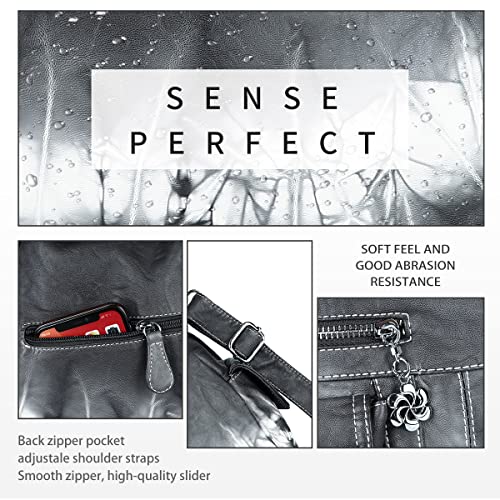 Image of Angel Kiss Women's Designer Handbag Large Double Zipper Multi Pocket Washed Leather Purse