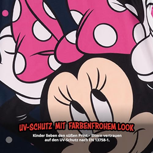 United Labels Disney Minnie Mouse Badeanzug zweiteilig UV Schutz 30 für Mädchen, Blau Pink, 110/116, Bademode Kinder mit Shirt und Badehose, Badebekleidung