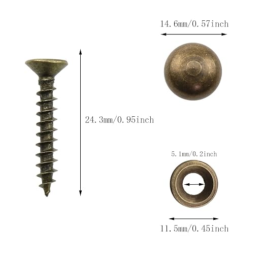 MEETOOT 8 tornillos decorativos de latón con tapas de 15mm miniatura 2