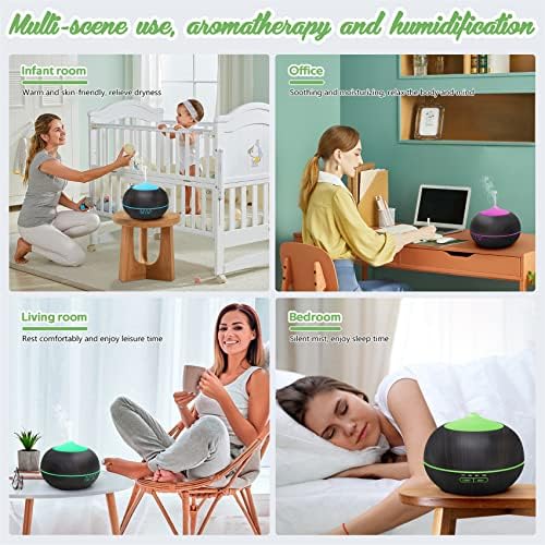 Essential Oil Diffuser Humidifier for Home: 400ML Aroma Air Diffusers for Large Room Ultrasonic Cool Mist Aromatherapy Humidifiers for Bedroom - Electric Scented Vaporizer with LED Light