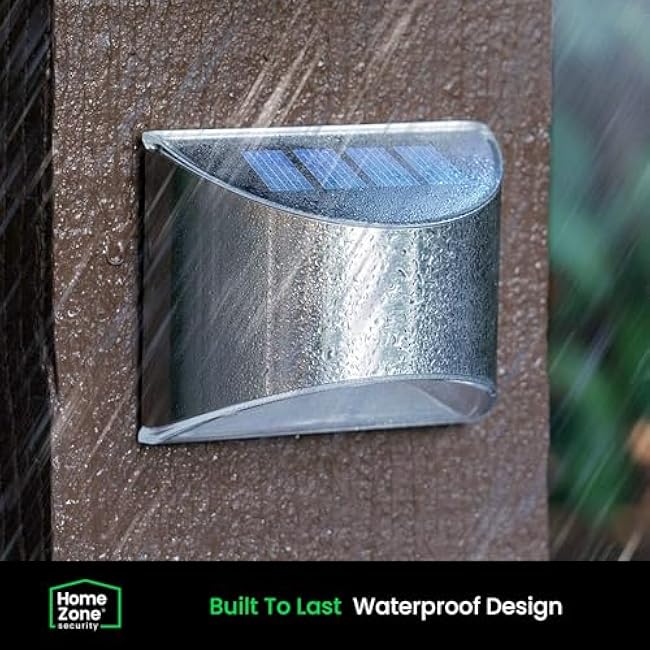 Home Zone Security Solar Wall Lights Decorative Solar Fence Post Step Lights Stainless Steel 4-Pack