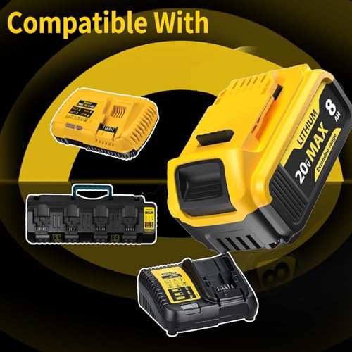 Image of 10Pack 8.0Ah Replace for Dewalt 20V Max Battery DCB206 DCB204 DCB200, Compatible with Dewalt 20V Cordless Power Tools