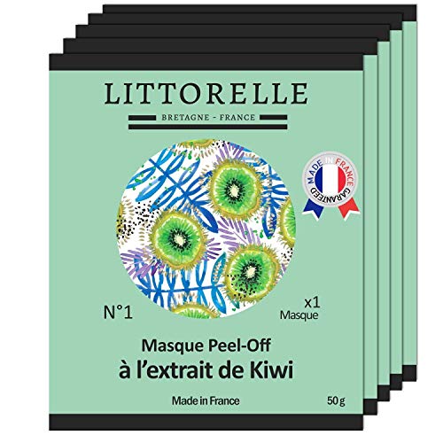 Littorelle -5x Mascarilla Peel-Off Exfoliante con Kiwi - Fabricada en Francia - Revitaliza, Tonifica y Protege la Piel - Effecto Antioxidante, Rellenador, Antiedad - Máscara facial Todo tipo de piel Cover