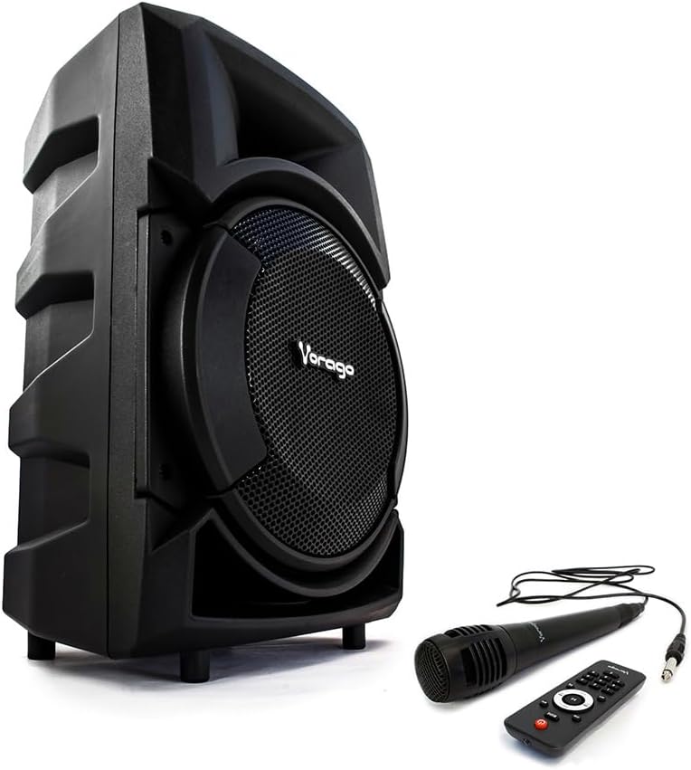 Vorago KSP-300 speaker with included wired microphone and remote control