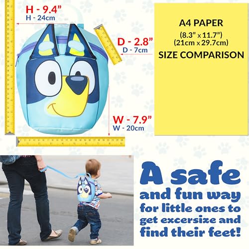Bluey Backpack with Toddler Safety Harness for Kids Daycare Bag Backpack with Leash Preschool Outdoor Travel Gifts for Kids (Blue) by Bluey - Image 2
