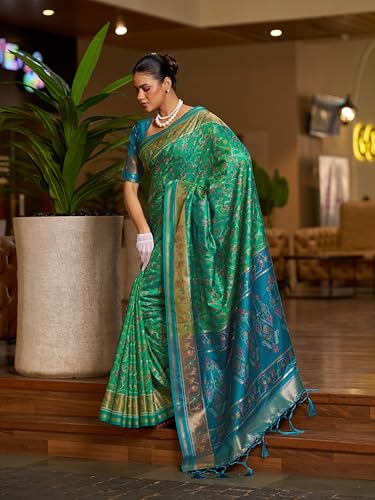 Image of SWORNOF Women's kanjivaram banarasi silk saree Zari Woven for festival Wedding silk with rich pallu Design sarees for women with Unstitched blouse piece
