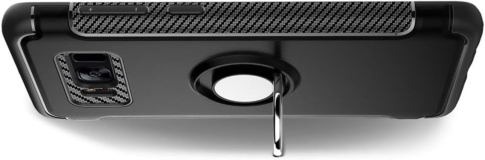 Phone Case for Samsung Galaxy S8 with Tempered Glass Screen Protector Cover and Magnetic Stand Ring Holder Slim Hybrid Hard Cell Accessories Glaxay S 8 Gaxaly 8S Edge SM-G950U Cases Men Black Bumper