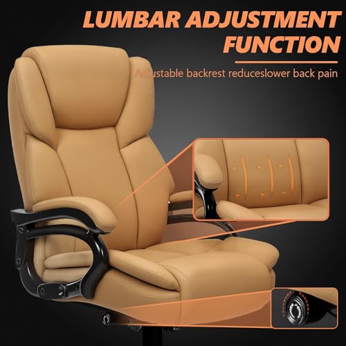 Image of Indulgear 500lbs Big and Tall Office Chair for Heavy People,Heavy Duty Comfy Office Chair,High Back Executive Computer Chair with Lumbar Support, Rubber Wheel
