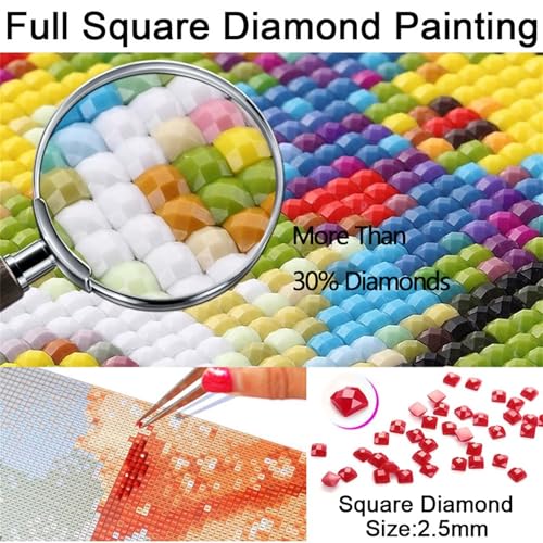 Jiian Diamond Painting Winter-Golden Retriever,Diamant Painting Bilder für Erwachsene Kinder,5D Diamant Painting Set DIY Square Diamant Kunst Stickerei Malerei für Wohnzimmer Dekoration 30x40cm
