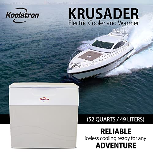 Koolatron Thermoelectric Iceless 12V Cooler Warmer 49 Qt (52 L), Electric Portable Car Fridge W/ 12 Volt Dc Power Cord, Gray/White, Travel Road Trips Camping Fishing Trucking, Made In North America #TOP1