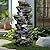 SunJet 40in Outdoor Water Fountain with LED Lights - 4-Tier Polyresin Rock Water Fountain for Home Garden, Yard, Patio, Deck Decor - Soothing Tranquility Floor-Standing Fountain