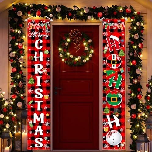 Avezano Merry Christmas Santa Door Banner - 71x35 Inch Holiday Door Cover Decor For Indoor & Outdoor - View #7