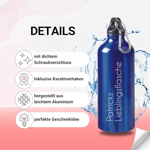 Aluminium Trinkflasche Uakeii personalisiert ‚Sporty‘ 0,6 L