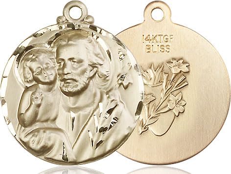 14kt Gold Filled Saint Joseph Pendant on a 18 inch Gold Filled French Rope Chain