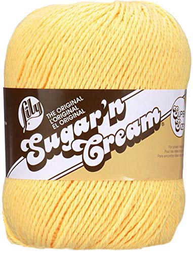 Image of Lily Sugar 'N Cream Super Size Solid Yarn, 4oz, Gauge 4 Medium, 100% Cotton - Yellow - Machine Wash & Dry