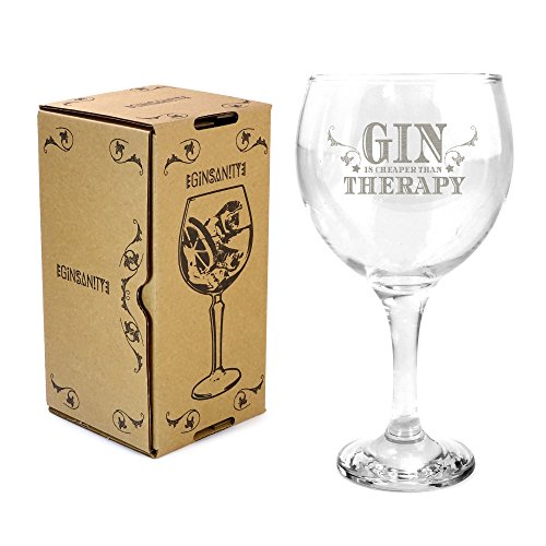 Ginsanity 22oz (645ml) Gin & Tonic Copa Balloon Cocktail Glass & Giftbox - Gin is Cheaper than Therapy