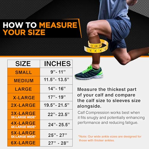 Doc Miller Compression Calf Sleeve for Men & Women – 20-30mmHg Graduated Support for Running, Shin Splints, Calf Strain – Knee High, Small to 6XL Plus Size - Thumbnail 3