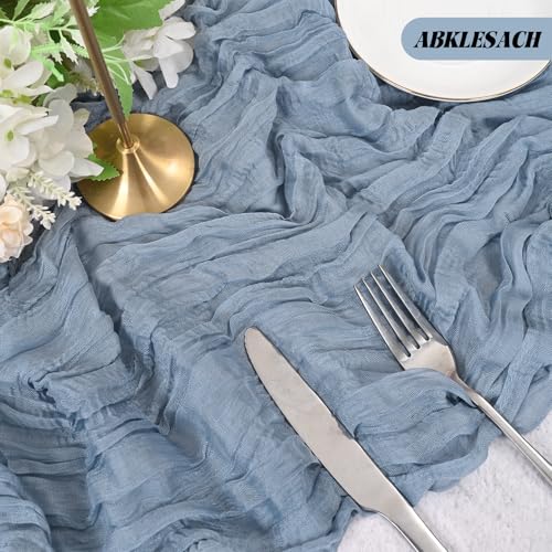 12 Pack Dusty Blue Cheesecloth Table Runner 120 inch Fall Thanksgiving Boho Rustic Gauze Farmhouse 10FT Cheese Cloth Runner for Baby Shower Wedding Party Holiday Home Decor by ABKLESACH - Image 7