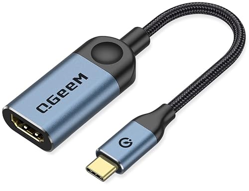 QGeeM USB C to HDMI Adapter 4K Cable, USB Type-C to HDMI Adapter [Thunderbolt 3 Compatible] Compatible with MacBook Pro 2018/2017, Samsung Galaxy S9/S8,Dell XPS 13/15, Pixelbook More (Blue)