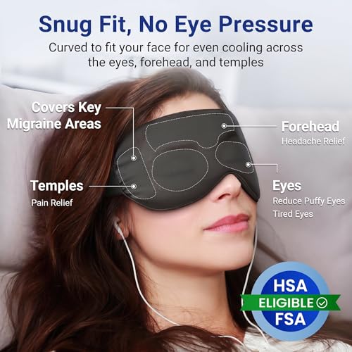 Image of Cooling Eye Mask for Dark Circles Puffiness - Fsa Eligible Items Hsa, Cold Compress for Puffy Eyes Migraines Headache Sleeping After Surgery, Gentle Weighted Travel Essentials Gel Ice Pack (Black)