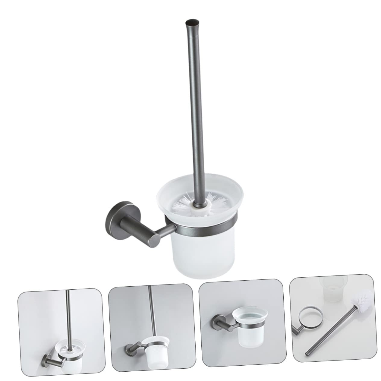 Escobilla para Inodoro de Pared con Base Redonda de Vidrio Mate y Diseño Simple, Cepillo de Baño para Limpieza y Duradera Hogar