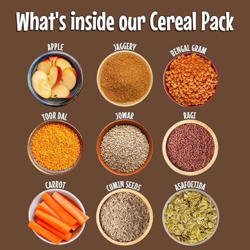Image of BE'BE' BURP Travel pack Grab & Go- Finger Millet Mix with Apple & Carrot |Natural Food No Sugar No Salt | No Artificial Preservatives & Flavours | Baby Cereal-120gm (Pack of 4)