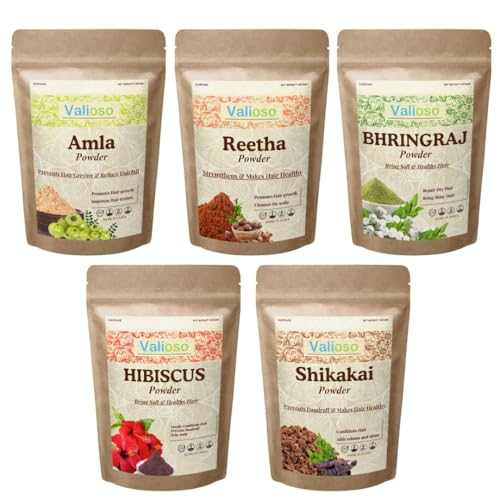 Image of Amla, Reetha, Shikakai, Hibiscus And Bhringraj Powder for Hair Growth 50 Gms Each Combo (Pack of 5)