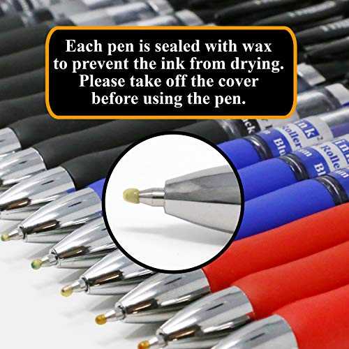 Image of [24 Pens - 3 Colors] Think2 Retractable Gel Pens. (18 Black, 3 Red, 3 Blue) Fine Point (0.5mm) Rollerball Pens with Comfort Grip.