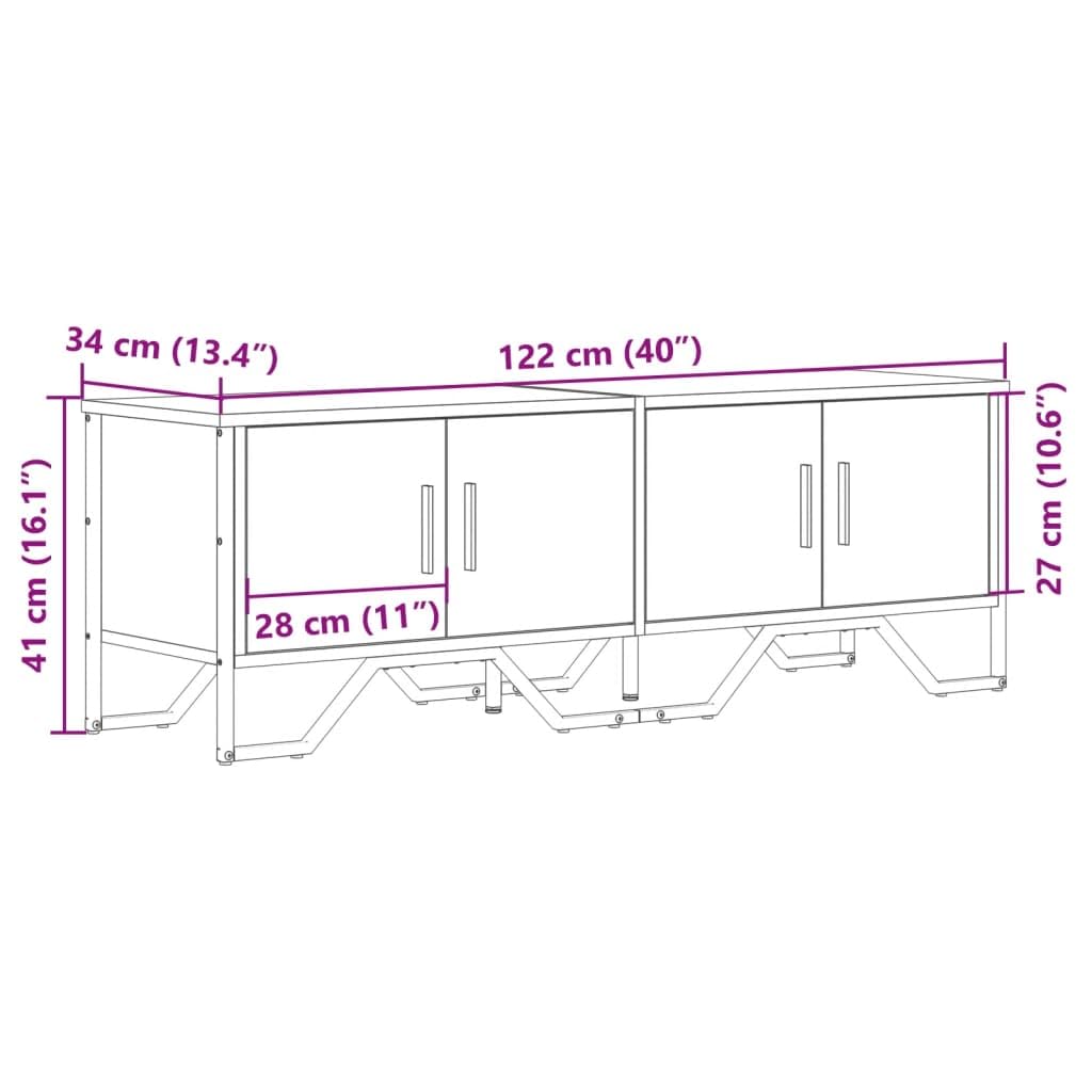 vidaXL Mobile Porta TV Rovere Fumo 122x34x41 cm in Legno Multistrato