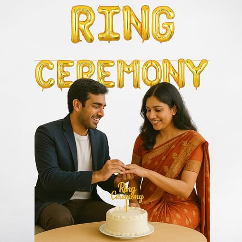 Image of Ring Ceremony Banner Gold for Engagement Wedding Home Boys Girls Men Women Foil Balloon Decoration Decor Celebration Golden