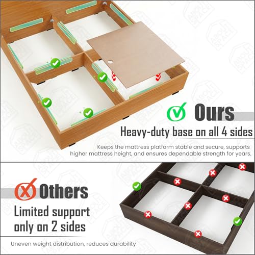 Image of ABOUT SPACE Bed - (80 x 74 inches) King Size Bed Without Storage | Engineered Wooden Bed Frame with Airflow & MDF Support Board for Mattress | 1-Year Warranty Cot for Bedroom - Brazilian Teak