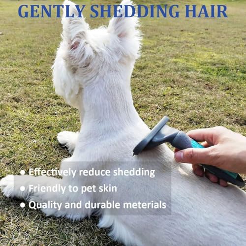 2PCS Pet Grooming Brush Set, Undercoat Deshedding Tool & Double-Sided Silicone Glove for Dogs, Cats & Horses - Gentle & Effective Loose Hair Removal, Shedding Reduction - Thumbnail 5