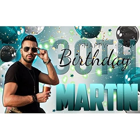 Happy Birthday Backdrop Background Photo Banner Personalised Green Sign Poster Fabric Glitter Cloth Curtain Party Decorations man woman Cover