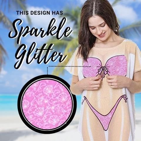 The Original Women's Bikini Shirt - Funny Bikini Print Baggy Bathing Suit Cover-up Dress for Women Men Couples (as1, Alpha, one_Size, Regular, Regular, Hot Pink) - Image 2