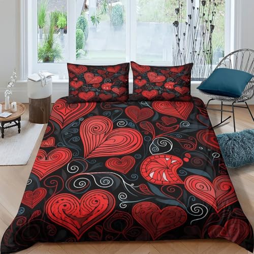 Housse de couette Cœurs 3D en microfibre haute densité résistante lit 135x200 - 4