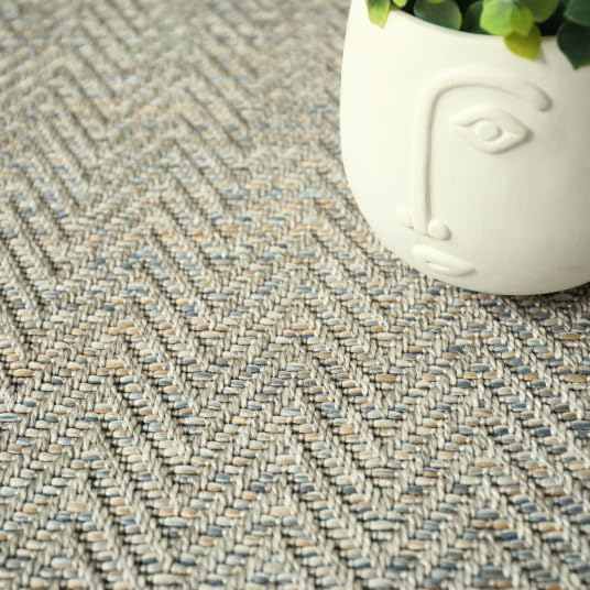 Decoweb Moquette Tissé Plat - Java Chevron - Gris grège - Rouleau de 4m x 3.00m